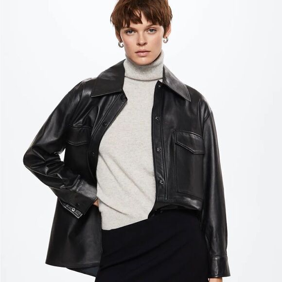 Genuine Leather Mango Overshirt New - Picture 3 of 6